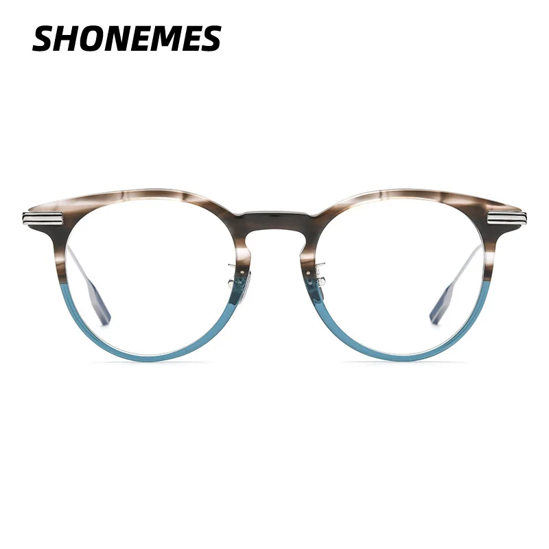 SHONEMES Round Titanium Glasses Frame Women Men Luxury Design Anti Blue Light Eyewear Frames for Computer Work Reading