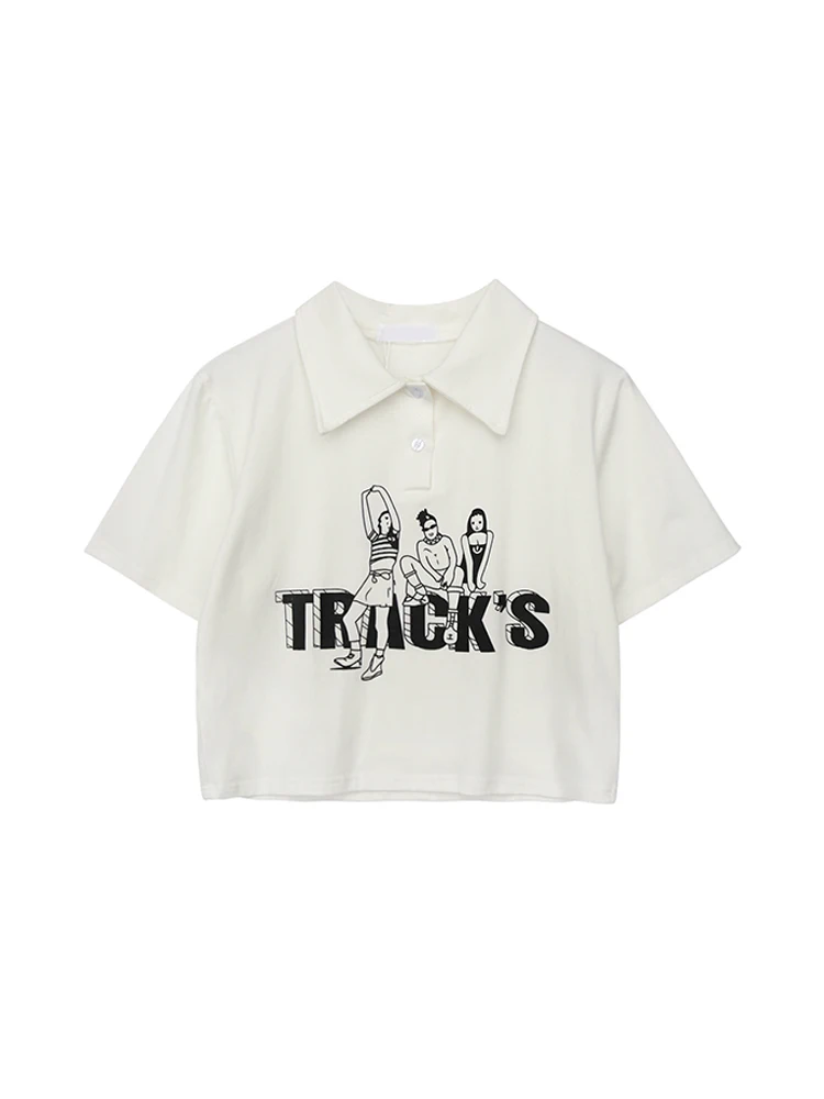 

Женский укороченный топ с отложным воротником, футболка контрастных цветов в стиле ретро, футболка с коротким рукавом в американском стиле, уличная одежда Y2K, 2000