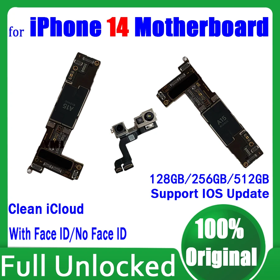 

Free Shipping Motherboard For iPhone 14 Clean iCloud Mainboard Original With/No Face For iPhone 14 Logic Board Support Update