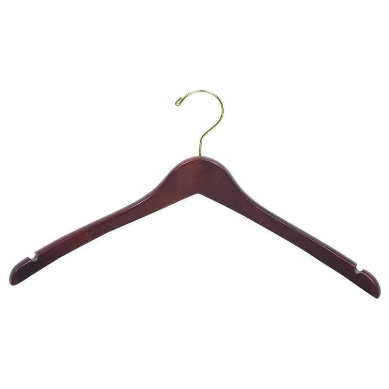 

Hanger Wooden Curved Top/Coat Hanger, Walnut with Brass Hardware, Box of 100