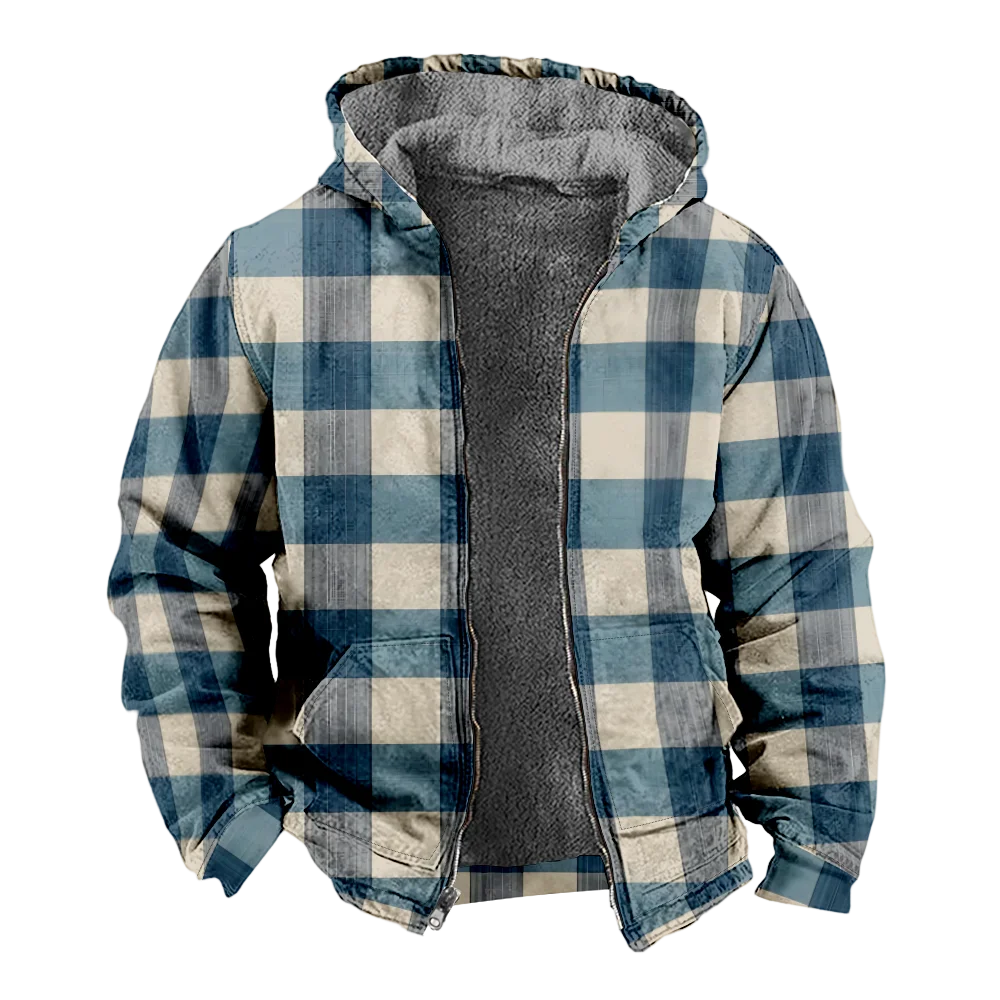 Мужские зимние куртки пальто клетчатая винтажная хлопковая одежда с узором