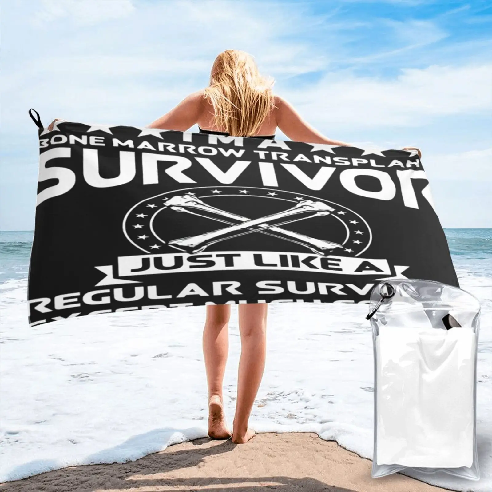 

Bone Marrow Transplant Survivor Merch Beach Towel Bathroom Products For Bath Hand Towel Hair Towel Microfiber Towel Hair Towel