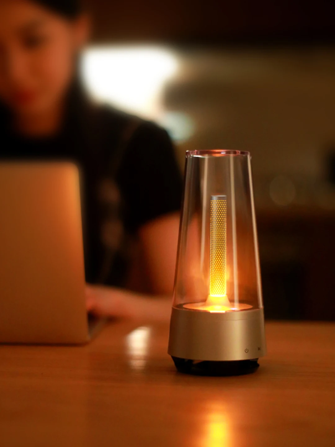 LED Romantic Candlelight, Flame, Small Night Light, Bluetooth Speaker, Bedside Lamp, Sound, Camping Atmosphere, Table Lamp