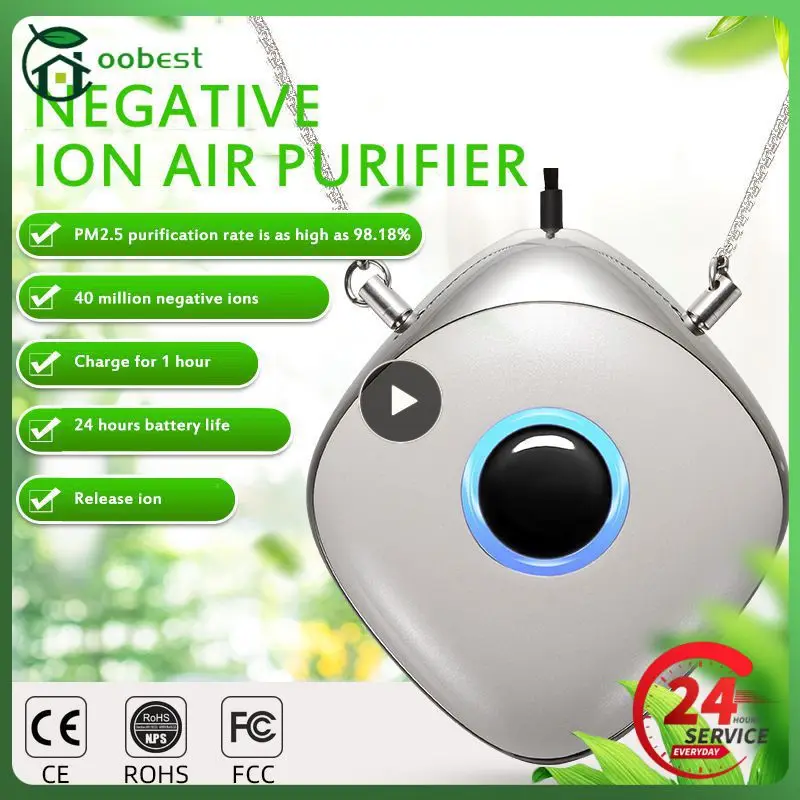 

Mini Air Purifier Negative Ion Car Air Purifier Oxygen PM2.5 Formaldehyde Second-hand Smoke Portable Necklace Freshener