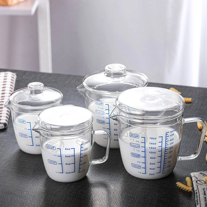 

Bake Coffee Measuring Cup Transparent Heat Resisting High Borosilicate Glass Milk Water Scale Microwave Tool with Handle And Cup