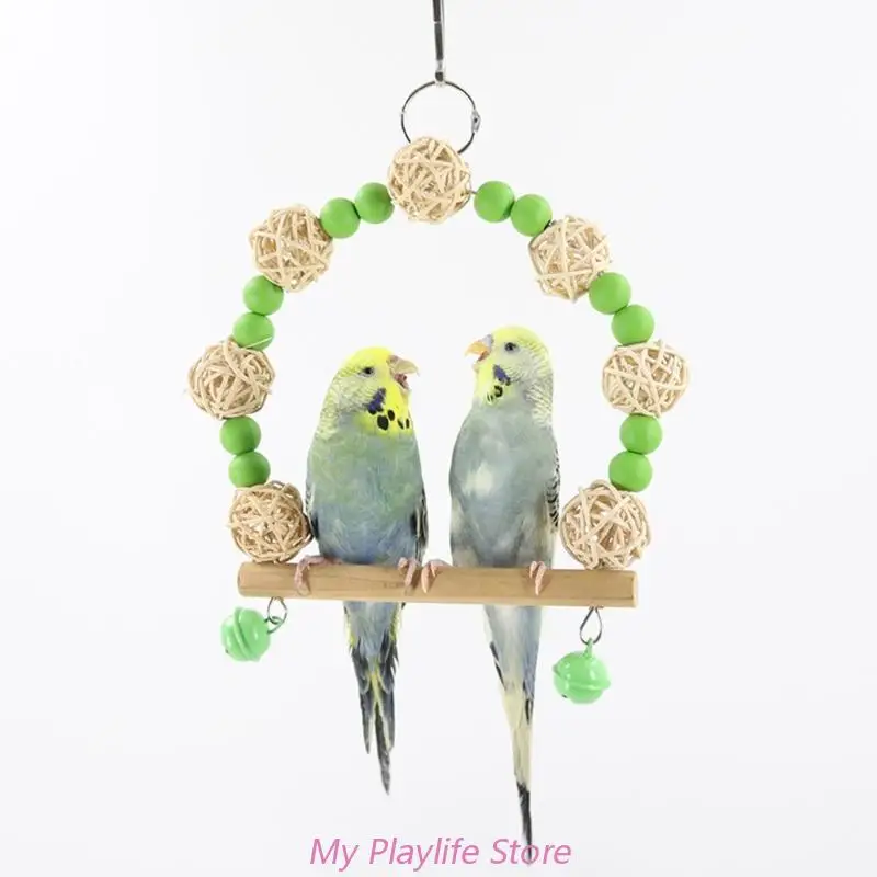 

Candy Color Bird Toy Swing Parrot Toy Swing Parrot Hammock Ring Peony Pet Birds Supplies Wood Beads Rattan Ball Chew Toy