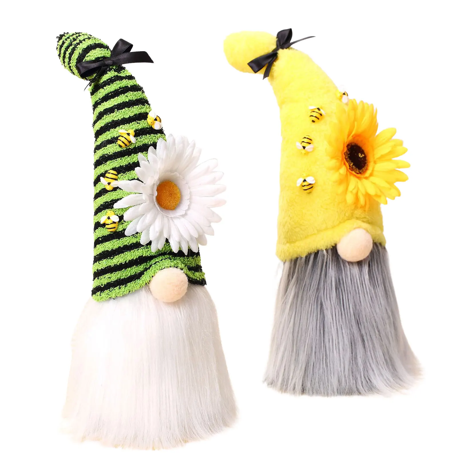 Bee Gnomes Decorations Handmade Bumble Plush Faceless Doll Ornaments Bee Gnome Spring Suower Doll Decor Home Festival Decor