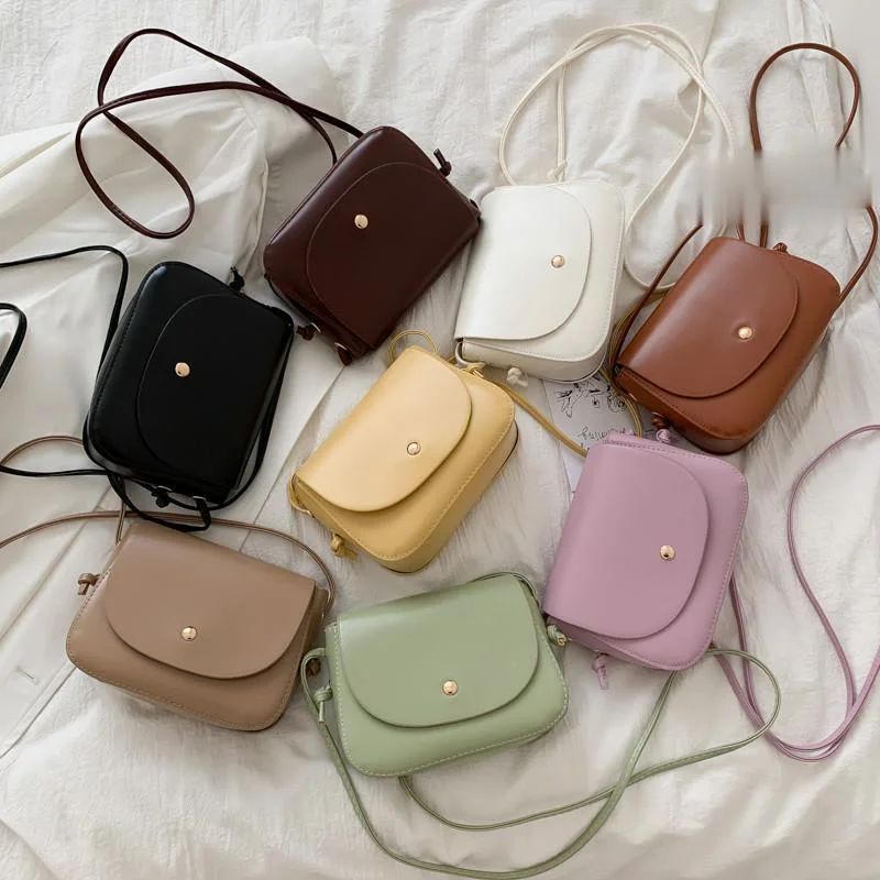 

New Arrival Women Simple Shoulder Bag Candy Color PU Leather Ladies Small Square Crossbody Bags Female Handbags
