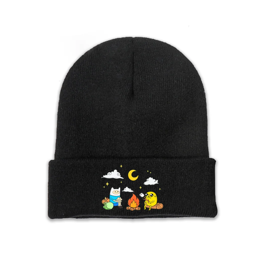 

Come Along With Me Adventure Time With Finn And Jake Cartoon Knitting Beanie Caps Skullies Beanies Ski Caps Soft Bonnet Hats