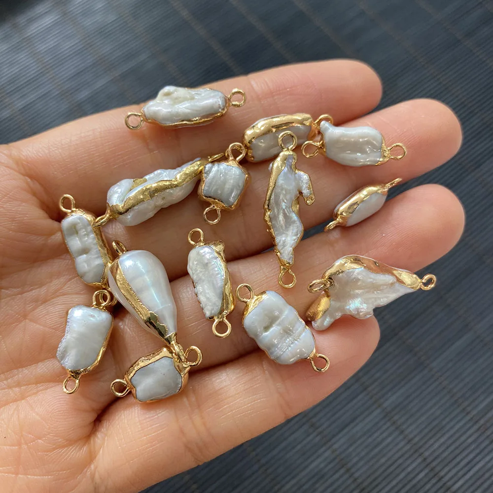 

Natural Irregular Freshwater Pearl Connector Double Hole Pendant Fashion Handmade Ladies Bracelet Necklace Gift Accessories