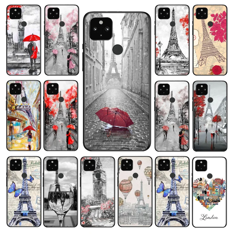 

London Eiffel Tower Lover Autumn Maple Phone Case for Google Pixel 7 7Pro 6 Pro 6A 5A 4A 3A Pixel 4 XL 5 6 4 3 XL 3A 2 XL