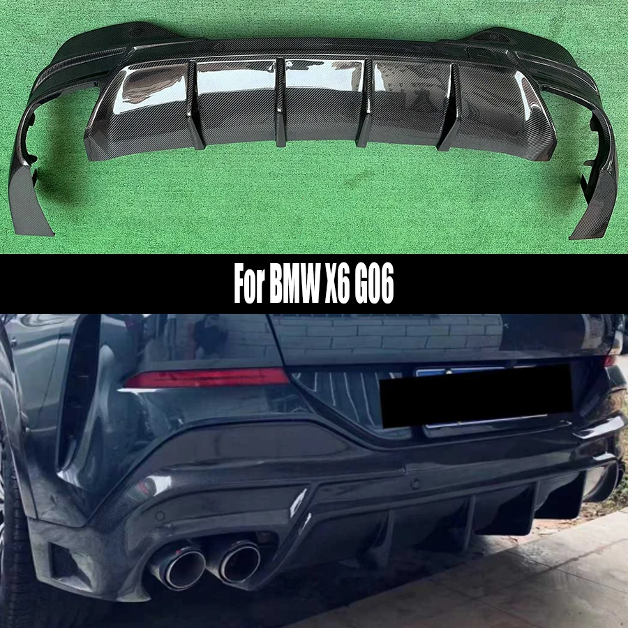 Фото Для BMW X6 G06: задний диффузор из карбона, сплиттеры, спойлер, накладка на задний бампер, комплект для тюнинга кузова №1