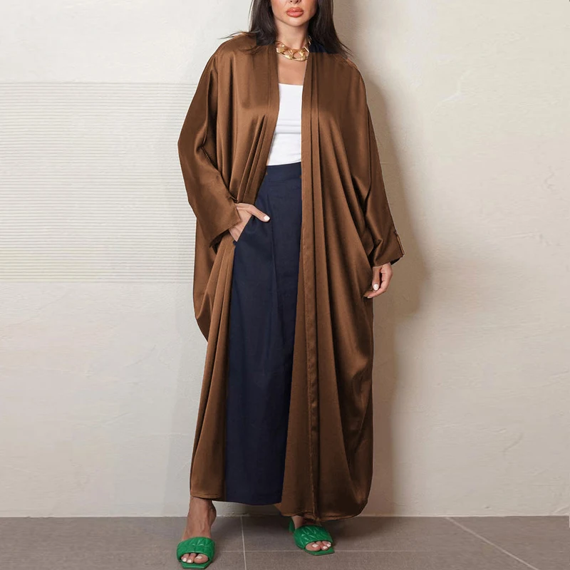 Открытый стиль Рамадан Кафтан Абая для женщин Свободный крой Мусульманское