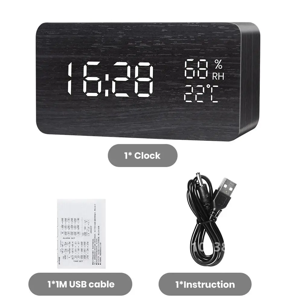 Будильник светодиодные цифровые деревянные настольные часы с питанием от USB/AAA и