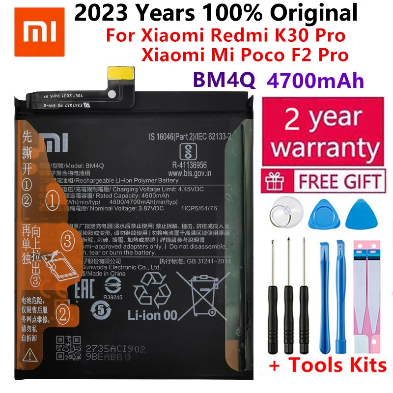 

100% Original Replacement Battery BM4Q For Xiaomi Redmi K30 Pro K30Pro Poco F2 Pro Genuine Phone Batteries Bateria 4700mAh+Tools