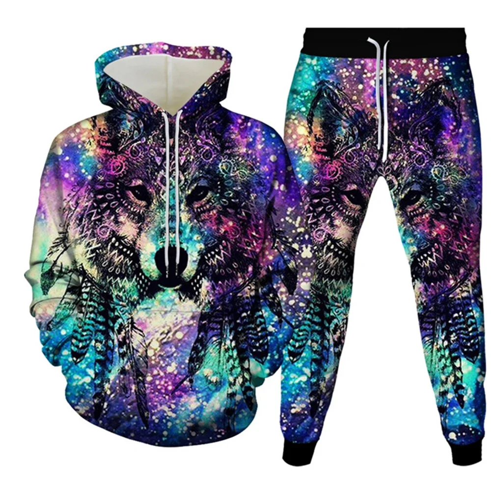 Костюм спортивный мужской с 3D-принтом животного Повседневная Толстовка