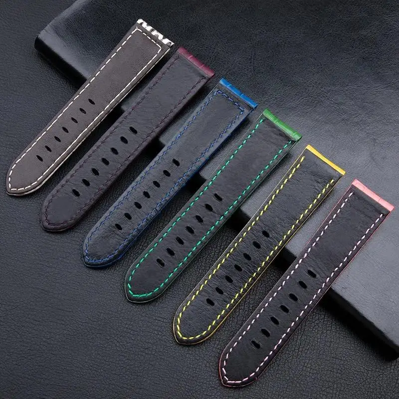 Ремешок HAODEE из натуральной кожи для мужских часов синий зеленый браслет Panerai