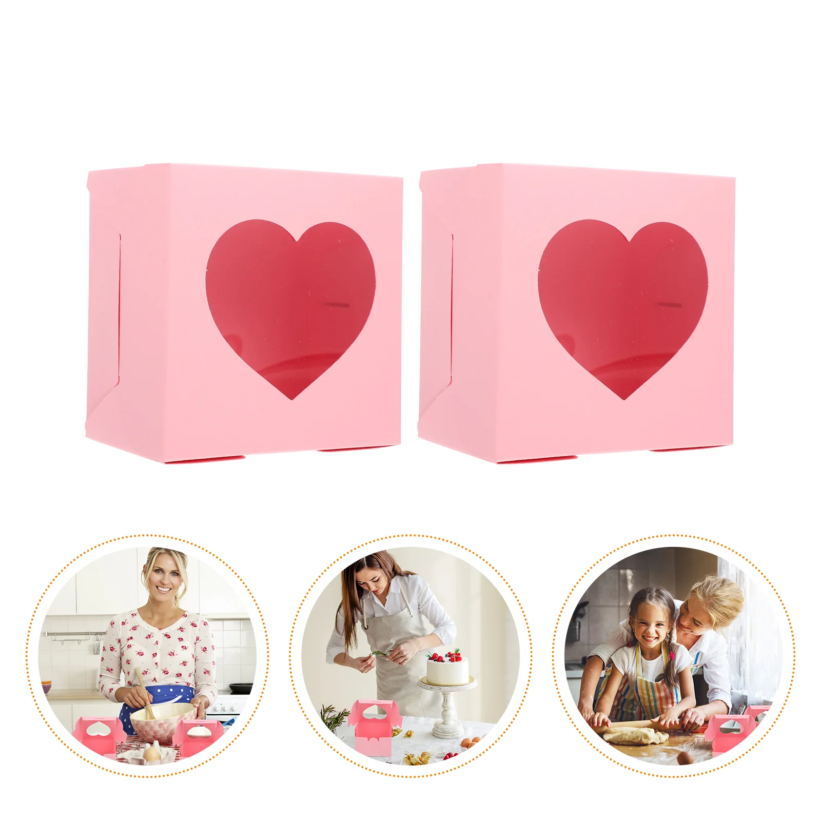 

10Pcs Boxes Individual Cupcake Containers Paper Boxes with Heart Window Macaron Box Window Design Candy Container