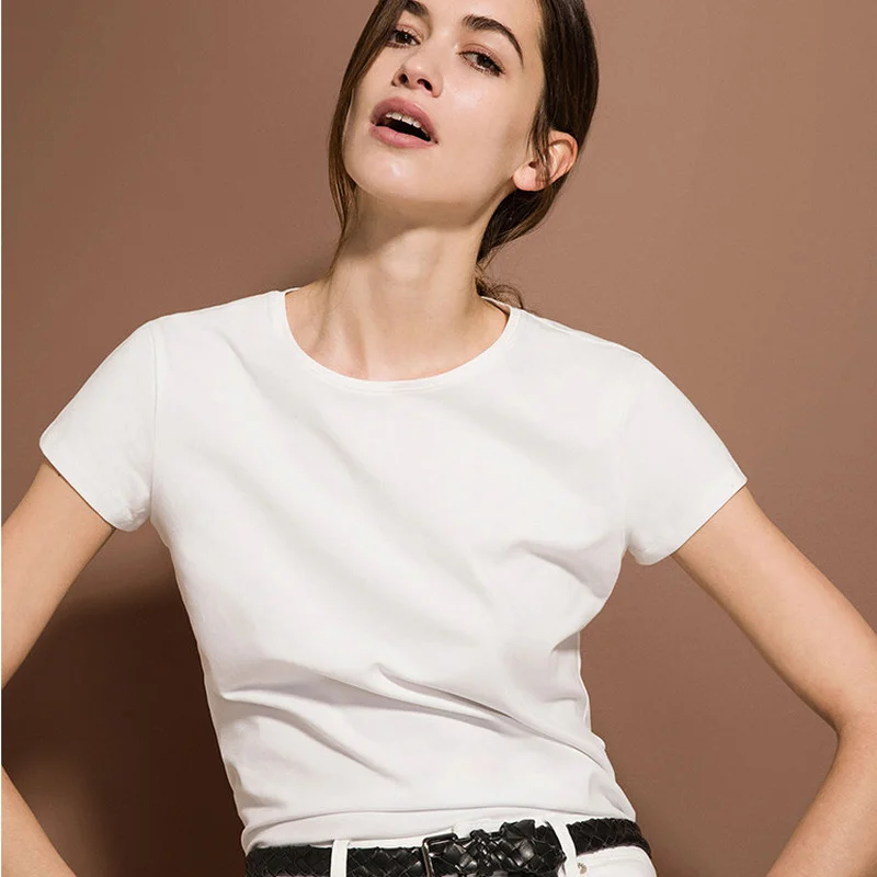 

Summer Casual White T-shirts Women O-Neck Solid Colors Simple Short Sleeve Tops Female Street Fashion All-Match Basic T-shirts