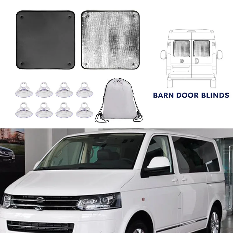 Фото 2 шт. солнцезащитных шторок с термоизоляцией для Peugeot Boxer, Citroen Relay, Fiat Ducato (для дверей-фургонов) №1