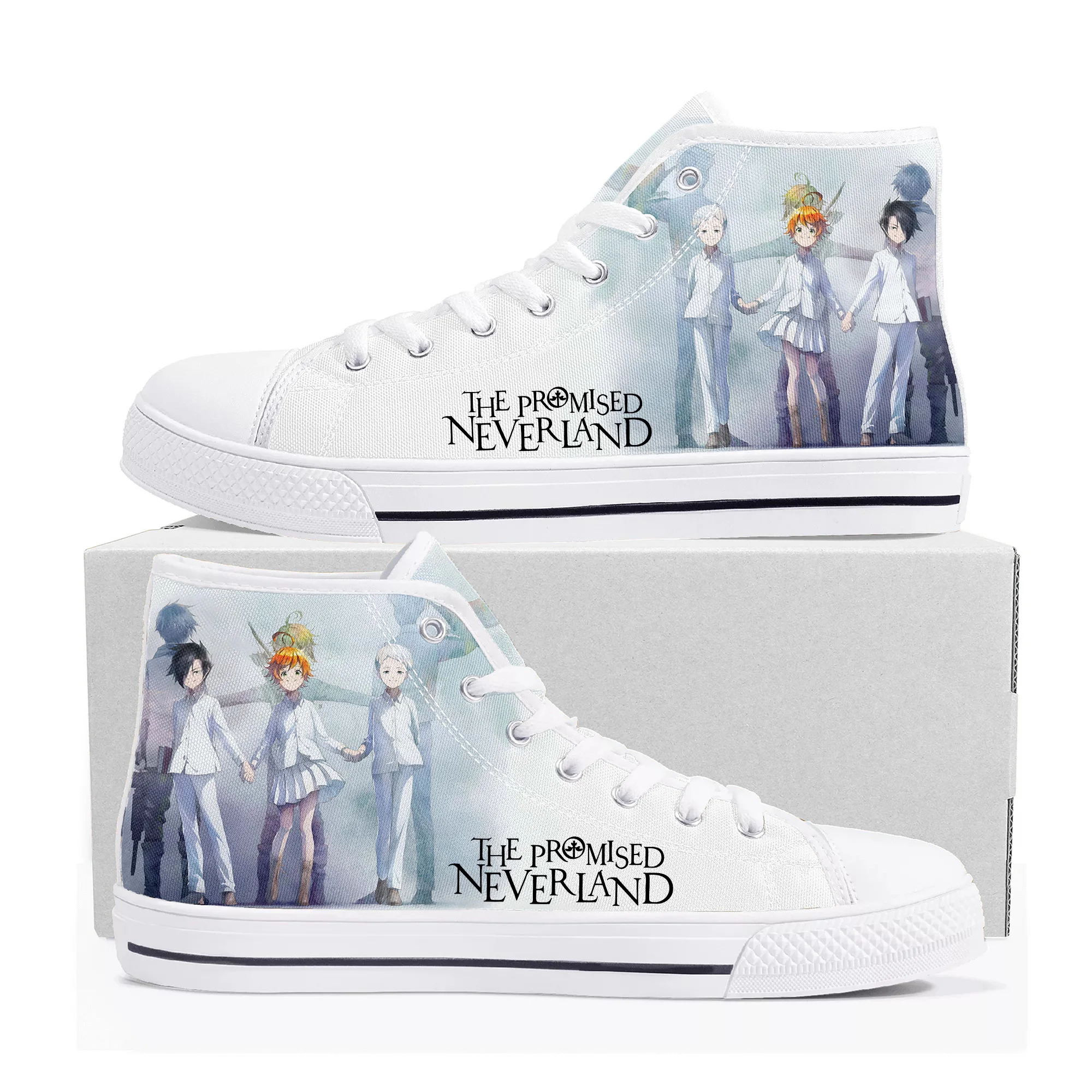 

The Promised Neverland Emma High Top Sneakers Men Women Teenager High Quality Canvas Sneaker Comics Manga Couple Customized Shoe