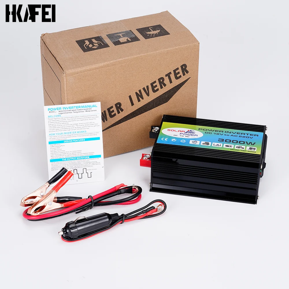 

3000W Car Inverter Modified Sine Wave Voltage Transformer Converter DC 12V To AC 220V Solar Power Converter Home Appliances