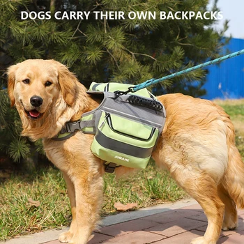 Self Carrier Dog Harness Oxford Fabric Outdoor Dog Backpacks Breathable Reflective for Medium Large Dog for Walk Travel Camping 2