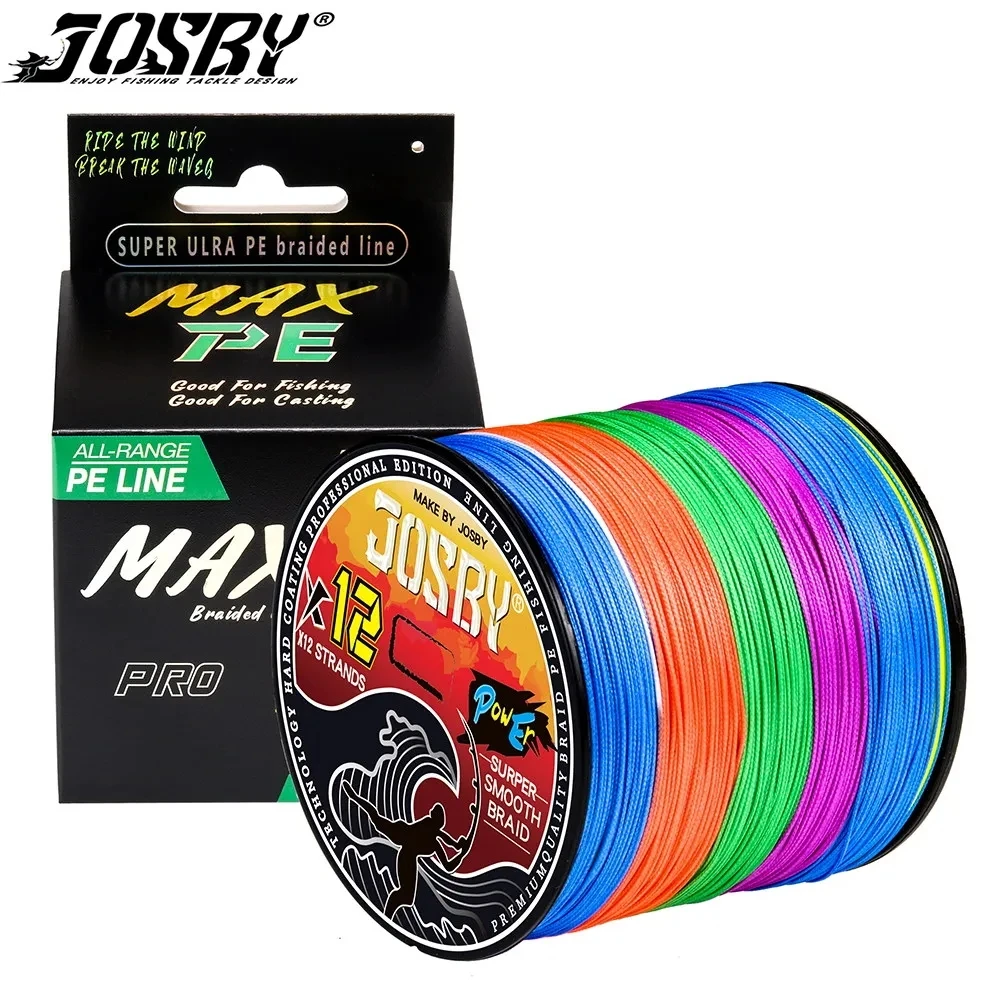 

JOSBY 300M 500M 100M 12/9 Strands Braided Fishing Line 0.8-8.0# PE Wire 10-100LB Multifilament Sea Saltwater Smooth Pesca