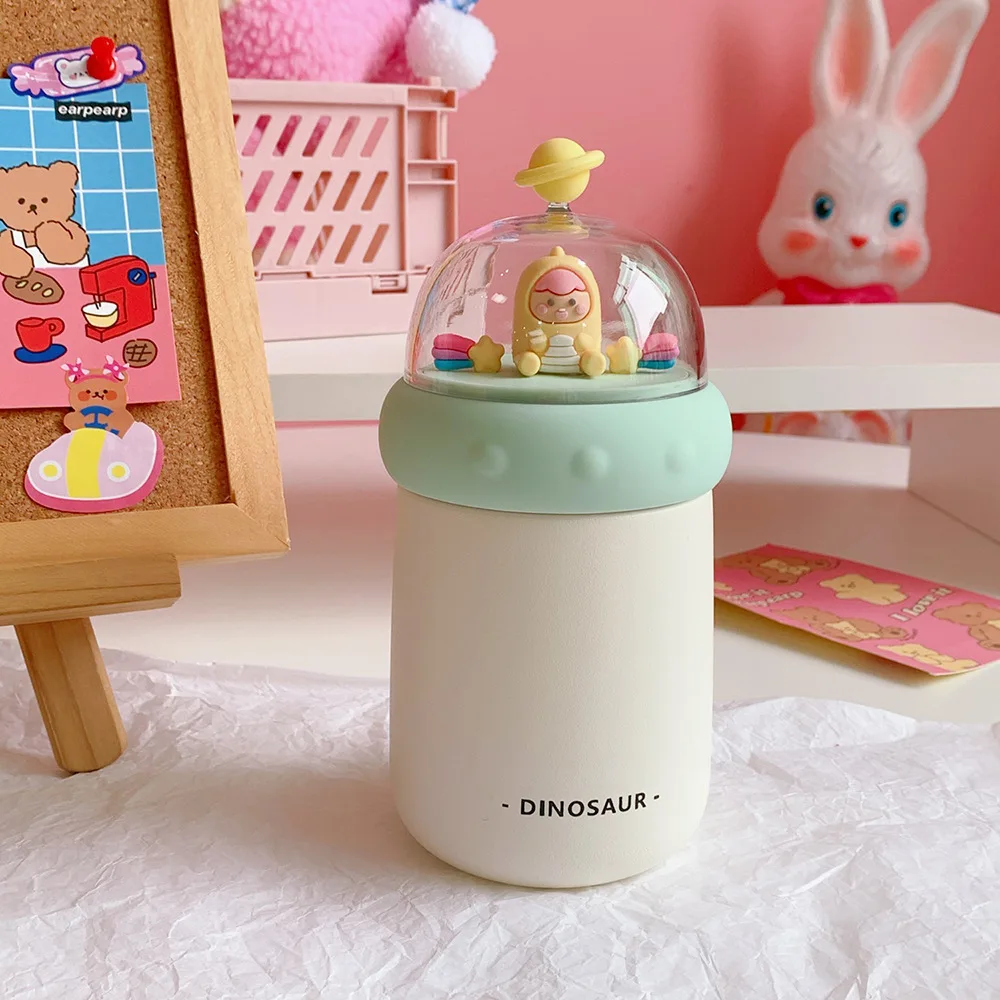 Cute Bear Cartoon Thermos Cup 350ML Student Drinking Water Bottle 304 Stainless Steel Portable Handle Vacuum Thermo Bottles images - 6