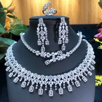 soramoore original luxury new 4pcs big necklace bracelet earring ring jewelry sets cubic zirconia for woman wedding engagement