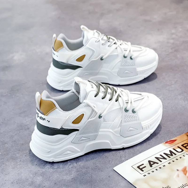 Dad's Shoes Women's Shoes Spring and Autumn 2023 New Versatile White Shoes Popular Mesh Breathable Casual Sports Mesh Shoes