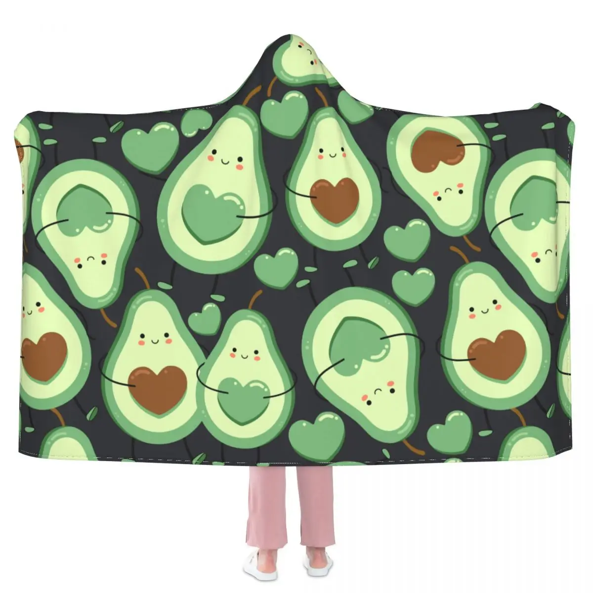 

Cute Avocado Fruit Blankets Fleece Decoration Portable Soft Throw Blankets with Hooded for Sofa Couch Bedspreads