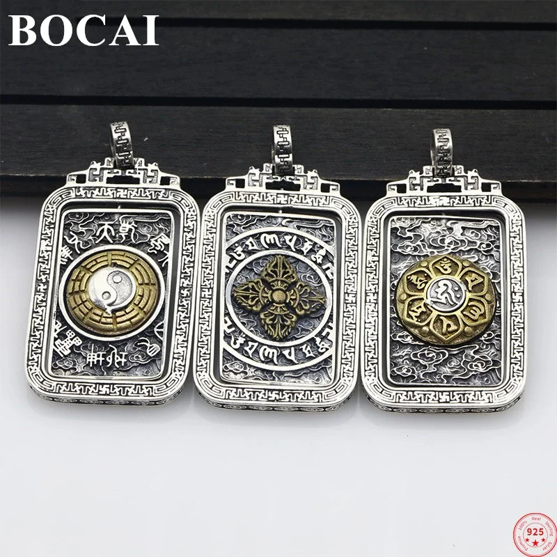 

BOCAI S925 Sterling Silver Pendants 2022 New Fashion Six Syllable Mantra Vajra Pestle Diagrams Argentum Jewelry for Men Women