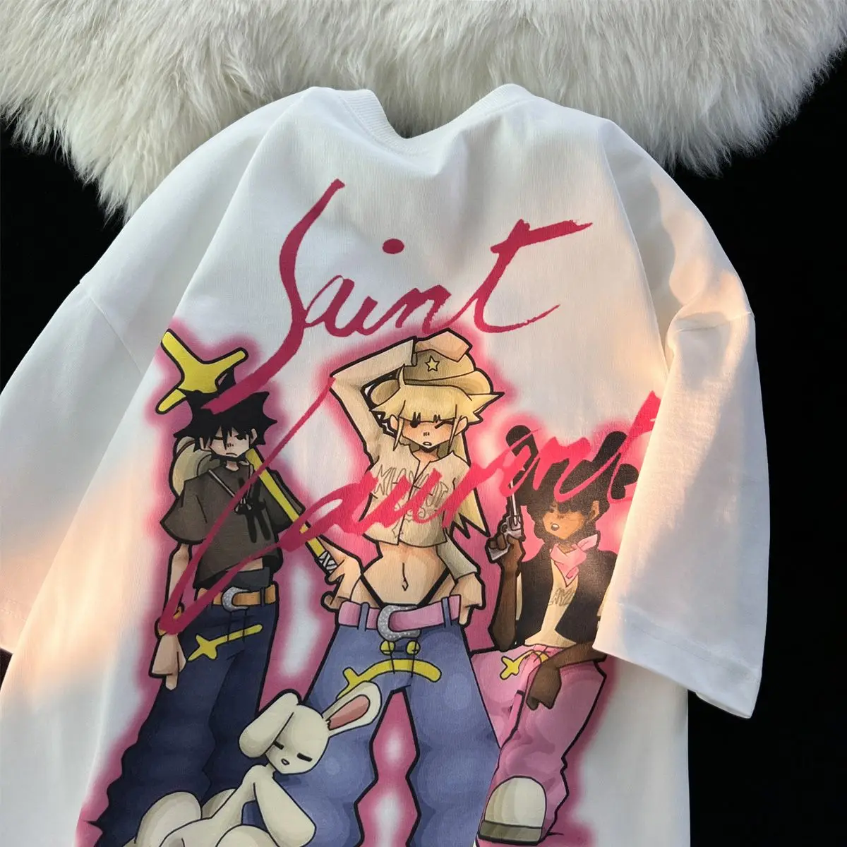

Japanese kawaii Street Style Cartoon Anime Cotton Short Sleeve T-shirt Men Women Summer Loose American Retro Trendy Top