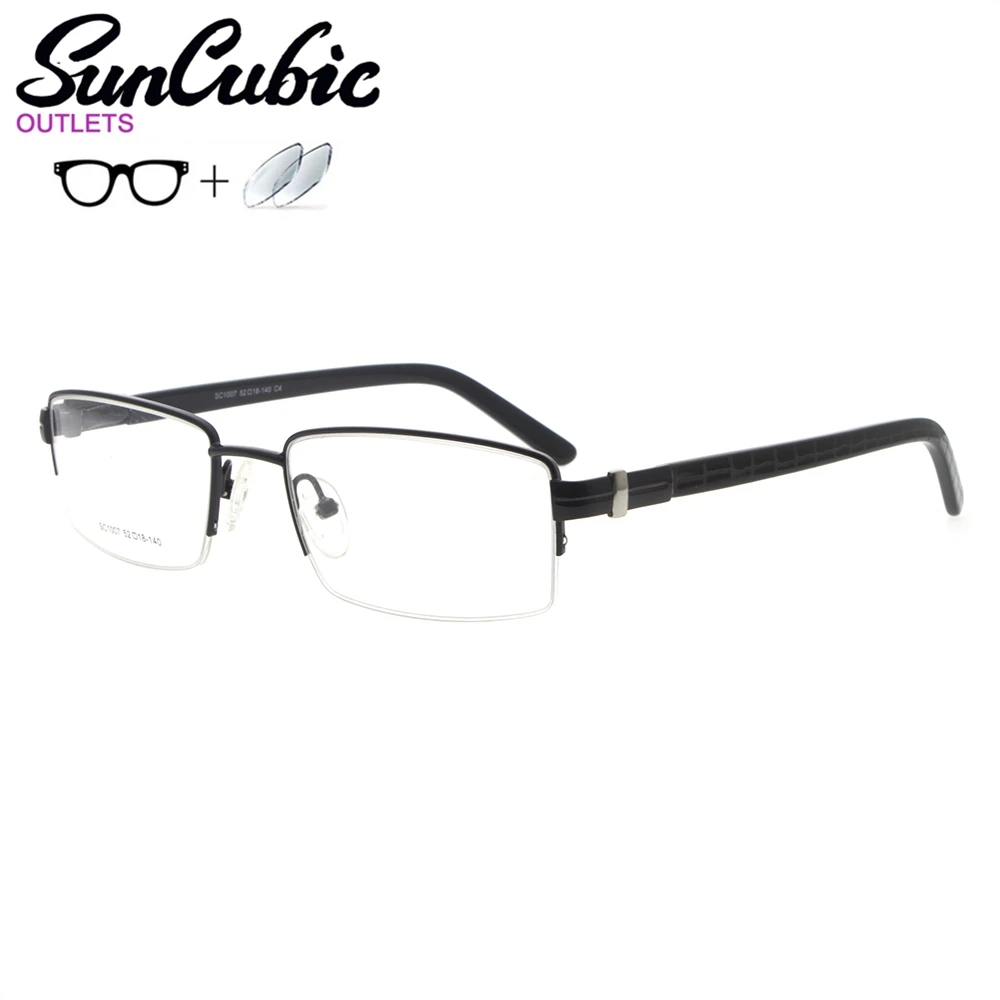 

SC1007-C4 Eyeglasses New High Quality Men Stainless Steel Spring Hinge Gray clean lens Optical Glasses Frame Fashion Eyewear