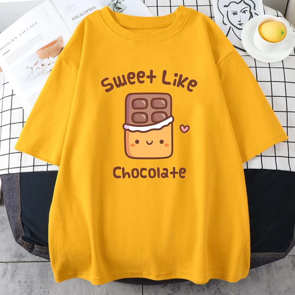 Футболка женская с принтом шоколада милая мультяшная футболка графическим