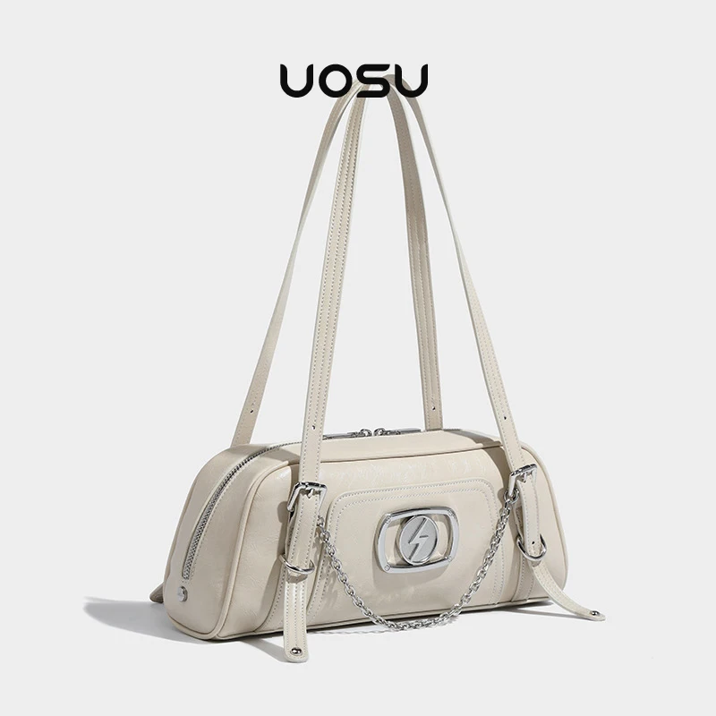 

Underarm Purse Handbags Women Artificial Leather Mental Chain Boston Shoulder Bags Minimalist Cool Girl Bags Handmade