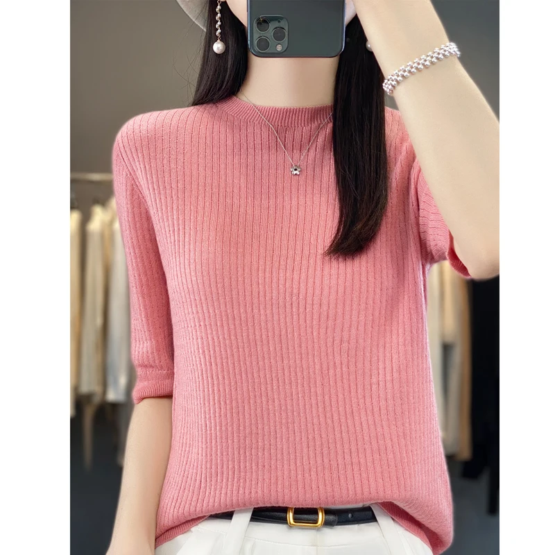 Женский шерстяной свитер с круглым вырезом повседневный трикотажный пуловер в