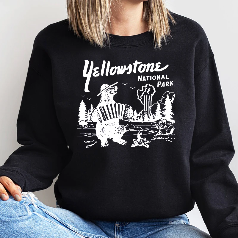 

Yellowstone Sweatshirt Women Pullover Harajuku Vintage Cute Bear Top Hiking Camping Hoodie Female Clothing Streetwer Hoody Sweat
