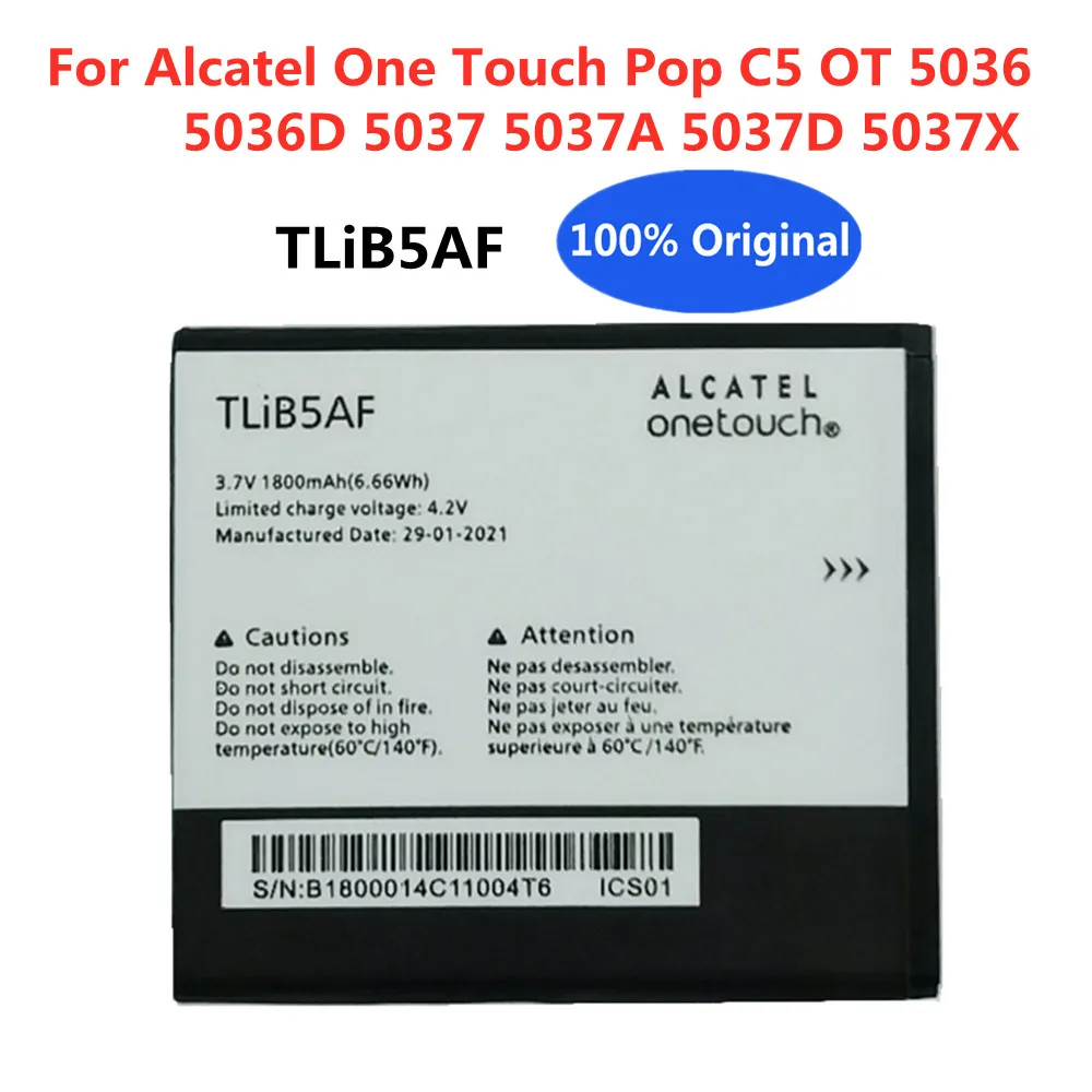 

Оригинальный аккумулятор TLiB5AF 1800 мАч для смартфонов Alcatel One Touch Pop C5 OT 5036 5036D 5037 5037D 5037A 5037X