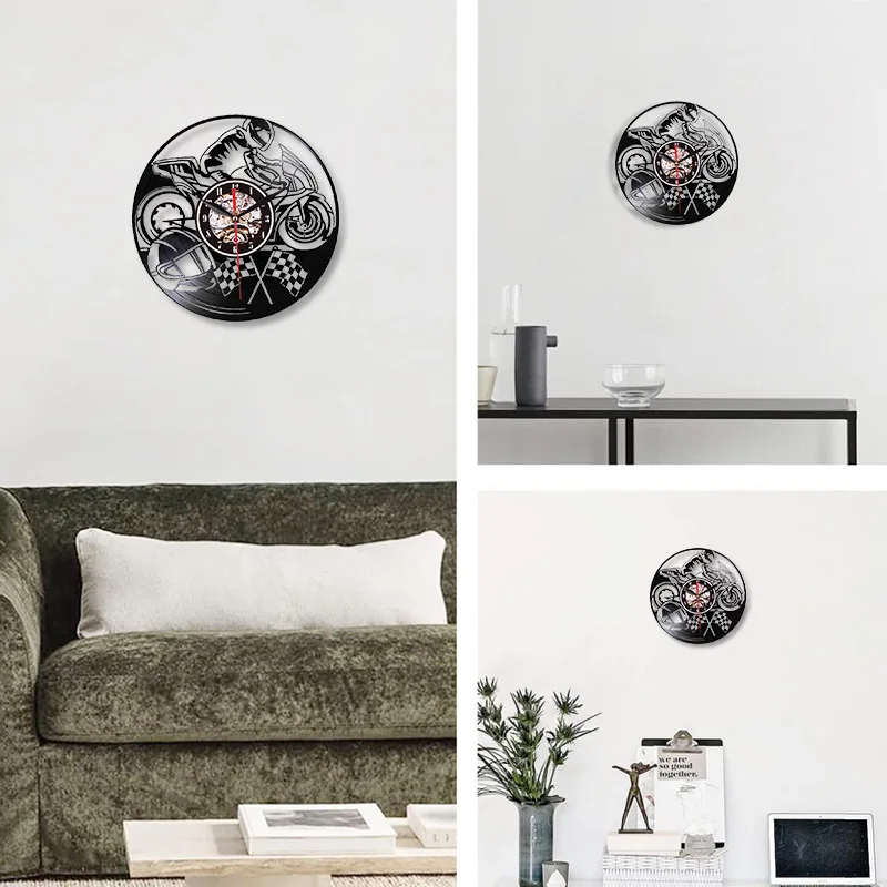 Настенные часы с виниловой пластиной для мотогонок ностальгические ретро-часы