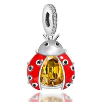 2022 trend ladybug enamel bead pendant fit charms silver color original necklacebracelet beads for jewelry making