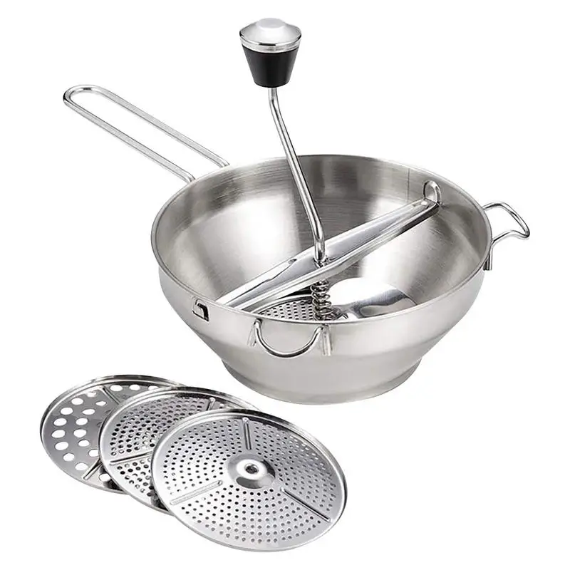 

Food Mill For Tomato Sauce Stainless Steel Hand-Operated Tomato Mill Masher For Mashing Potatoes Purees Tomato Sauce
