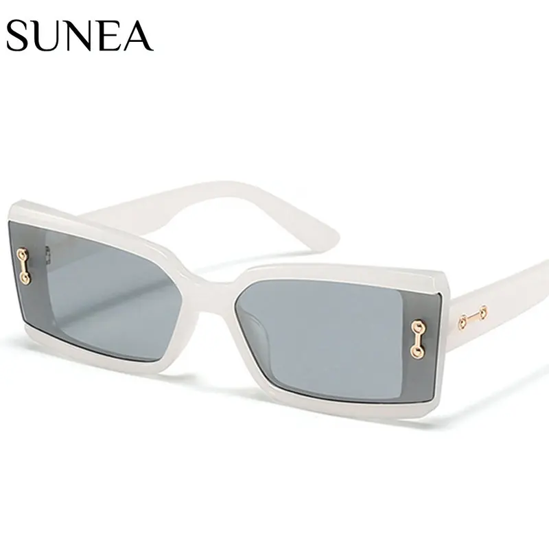 

Retro Rectangle Sunglasses Women Fashion Brand Designer Eyewear Men Trending Rivets Sun Glasses Pink Yellow Shades UV400