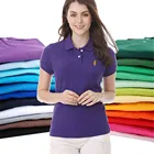 Женская хлопковая рубашка-поло с коротким рукавом, с вышивкой