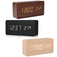 modern wooden led smart alarm clocks for bedrooms bedside table square voice control desktop digital clock for room
