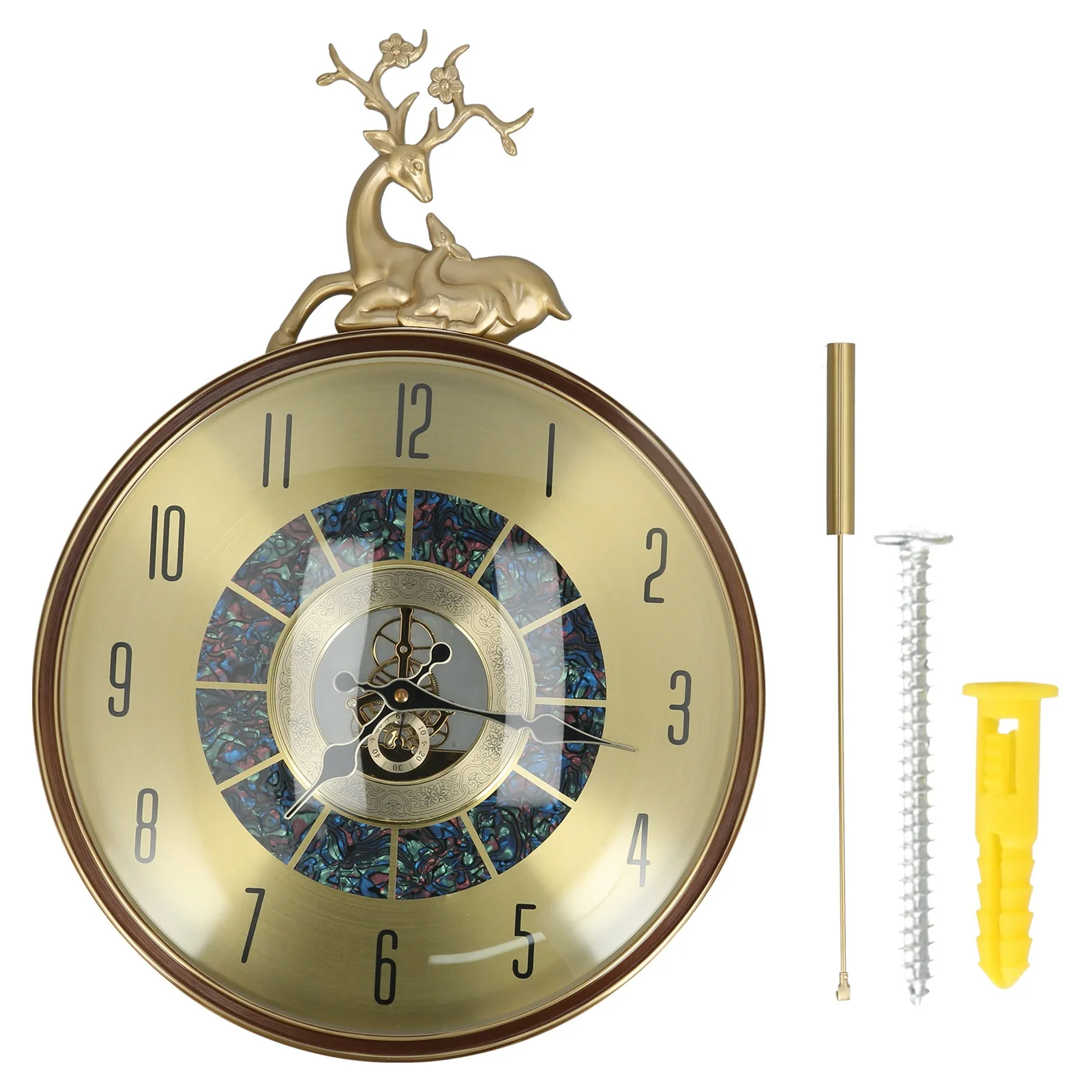 

European Style Wall Clock with Pendulum Quartz Clock Wall Watch for Home Living Room Bedroom Decoration