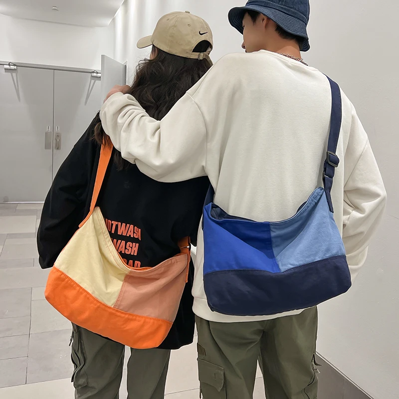 

Fashion Panelled Women Shoulder Bag Zipper Large Capacity Female Messenger Bag Trendy Unisex Student Schoolbag Casual Travel Bag