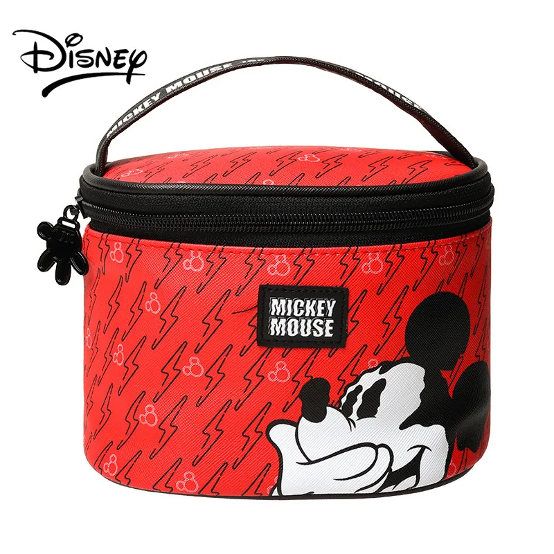 Disney waterproof Pu portable bucket makeup bag cartoon cute large capacity high appearance storage wash bag Mickey Minnie