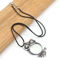 wholesale5pcs natural shell white alloy animal owl pendant necklace for jewelry making diy necklace accessories charm gift party